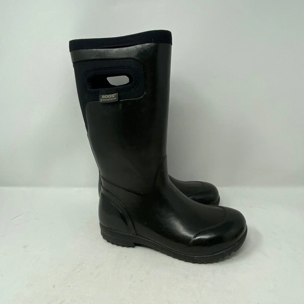 Bogs Tacoma Youth Waterproof Rain Boots Black Rubber Neoprene 71566-001 Size 1